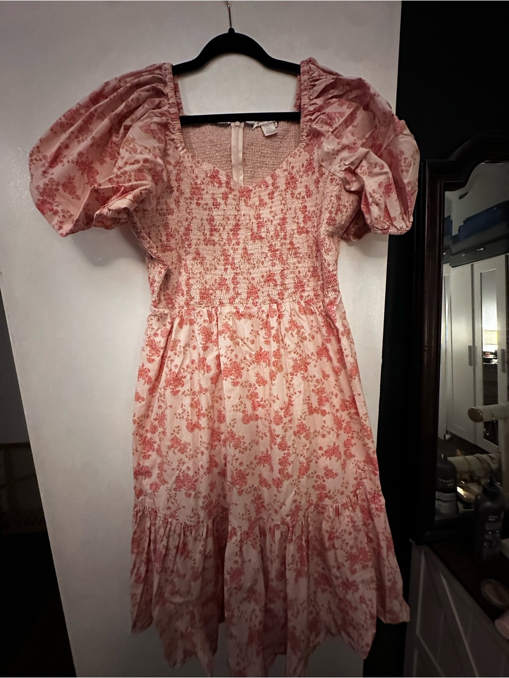 Rachel Parcell Pink Floral Puff-Sleeve Midi Dress